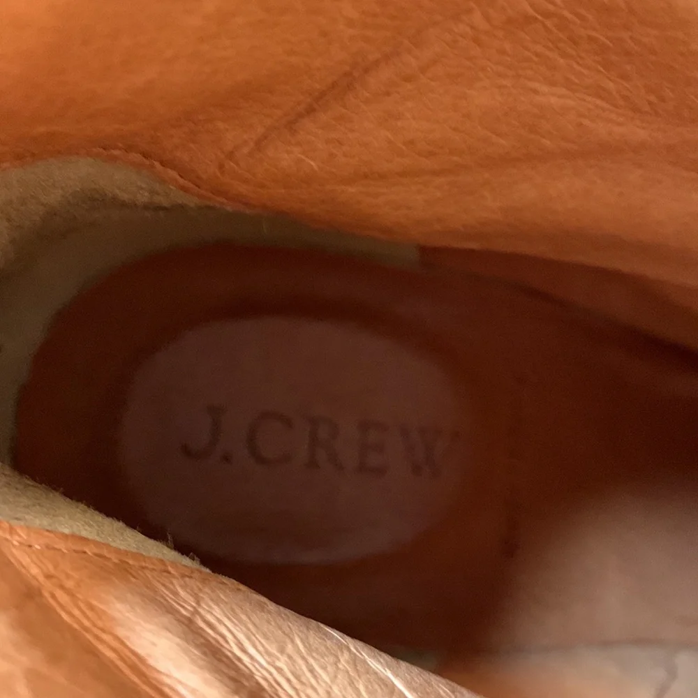 J. Crew brown leather wedge boots size 8